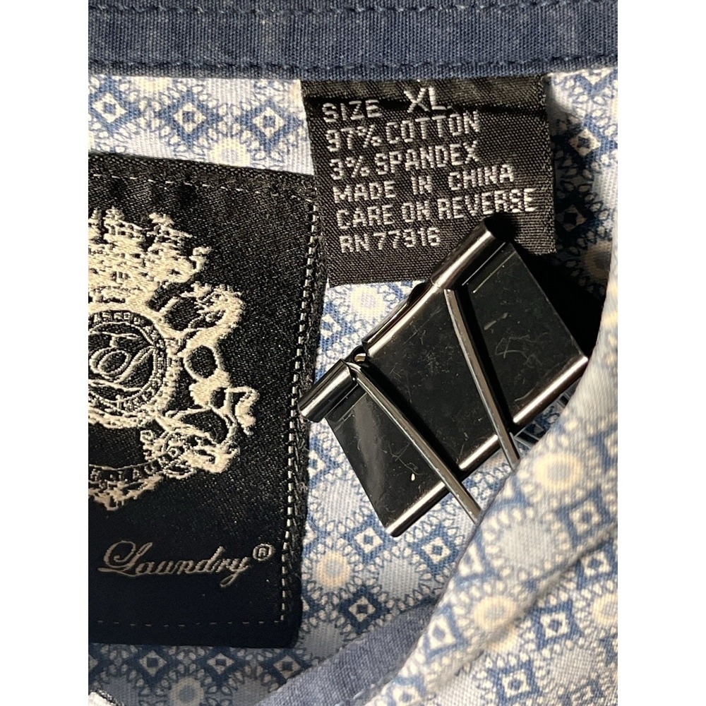 English Laundry Men's XL Stretch Shirt Blue Geometric Print Button Down - Picture 4 of 10